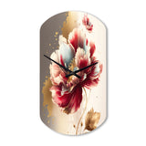 Bold Red Floral Design II - Asymmetric Metal Wall Clock
