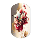 Bold Red Floral Design II - Asymmetric Metal Wall Clock