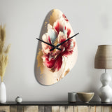 Bold Red Floral Design II - Asymmetric Metal Wall Clock