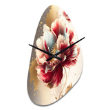 Bold Red Floral Design II - Asymmetric Metal Wall Clock