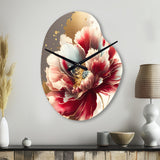 Bold Red Floral Design II - Asymmetric Metal Wall Clock