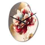 Bold Red Floral Design II - Asymmetric Metal Wall Clock