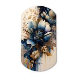 Blue And Gold Floral Bunch III - Asymmetric Metal Wall Clock