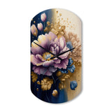 Purple And Blue Watercolor Flowers III - Asymmetric Metal Wall Clock