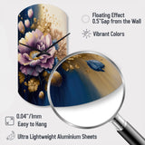 Purple And Blue Watercolor Flowers III - Asymmetric Metal Wall Clock