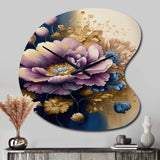 Purple And Blue Watercolor Flowers III - Asymmetric Metal Wall Clock