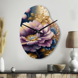 Purple And Blue Watercolor Flowers III - Asymmetric Metal Wall Clock
