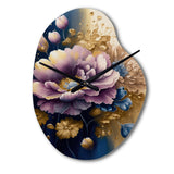 Purple And Blue Watercolor Flowers III - Asymmetric Metal Wall Clock