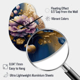 Purple And Blue Watercolor Flowers III - Asymmetric Metal Wall Clock