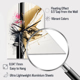 Roses Flow Flower On Golden Beige Paint V - Asymmetric Metal Wall Clock