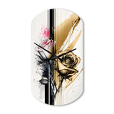 Roses Flow Flower On Golden Beige Paint V - Asymmetric Metal Wall Clock