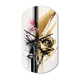 Roses Flow Flower On Golden Beige Paint V - Asymmetric Metal Wall Clock