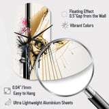 Roses Flow Flower On Golden Beige Paint V - Asymmetric Metal Wall Clock