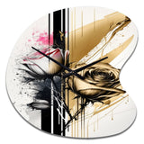 Roses Flow Flower On Golden Beige Paint V - Asymmetric Metal Wall Clock