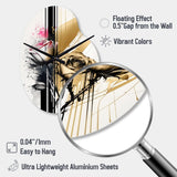 Roses Flow Flower On Golden Beige Paint V - Asymmetric Metal Wall Clock