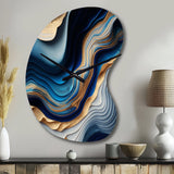 Vibrant Blue And Gold Flow Art II - Asymmetric Metal Wall Clock
