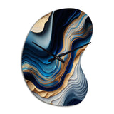 Vibrant Blue And Gold Flow Art II - Asymmetric Metal Wall Clock