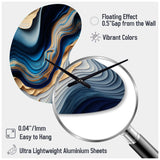 Vibrant Blue And Gold Flow Art II - Asymmetric Metal Wall Clock