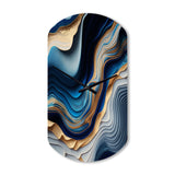 Vibrant Blue And Gold Flow Art II - Asymmetric Metal Wall Clock