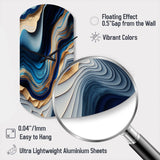 Vibrant Blue And Gold Flow Art II - Asymmetric Metal Wall Clock