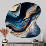 Vibrant Blue And Gold Flow Art II - Asymmetric Metal Wall Clock