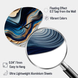 Vibrant Blue And Gold Flow Art II - Asymmetric Metal Wall Clock