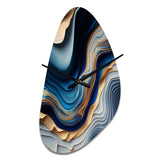 Vibrant Blue And Gold Flow Art II - Asymmetric Metal Wall Clock
