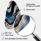 Vibrant Blue And Gold Flow Art II - Asymmetric Metal Wall Clock