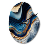 Vibrant Blue And Gold Flow Art II - Asymmetric Metal Wall Clock