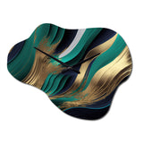 Green And Gold Agate I - Asymmetric Metal Wall Clock