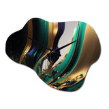 Green And Gold Agate III - Asymmetric Metal Wall Clock