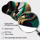 Green And Gold Agate III - Asymmetric Metal Wall Clock