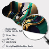 Green And Gold Agate III - Asymmetric Metal Wall Clock