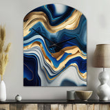 Vibrant Blue And Gold Agate II - Asymmetric Metal Wall Clock