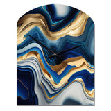Vibrant Blue And Gold Agate II - Asymmetric Metal Wall Clock