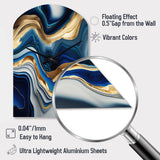 Vibrant Blue And Gold Agate II - Asymmetric Metal Wall Clock
