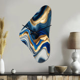 Vibrant Blue And Gold Agate II - Asymmetric Metal Wall Clock