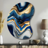 Vibrant Blue And Gold Agate II - Asymmetric Metal Wall Clock