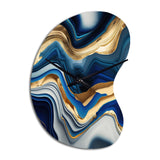 Vibrant Blue And Gold Agate II - Asymmetric Metal Wall Clock