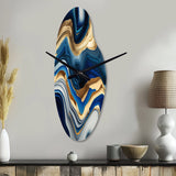 Vibrant Blue And Gold Agate II - Asymmetric Metal Wall Clock