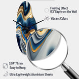 Vibrant Blue And Gold Agate II - Asymmetric Metal Wall Clock