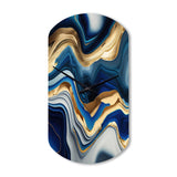Vibrant Blue And Gold Agate II - Asymmetric Metal Wall Clock