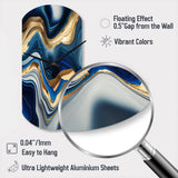 Vibrant Blue And Gold Agate II - Asymmetric Metal Wall Clock
