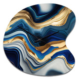 Vibrant Blue And Gold Agate II - Asymmetric Metal Wall Clock