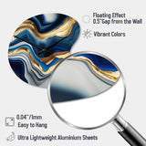 Vibrant Blue And Gold Agate II - Asymmetric Metal Wall Clock