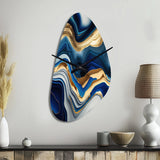 Vibrant Blue And Gold Agate II - Asymmetric Metal Wall Clock