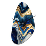 Vibrant Blue And Gold Agate II - Asymmetric Metal Wall Clock