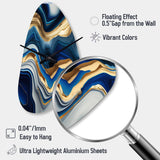 Vibrant Blue And Gold Agate II - Asymmetric Metal Wall Clock