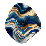 Vibrant Blue And Gold Agate II - Asymmetric Metal Wall Clock