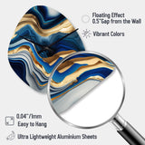 Vibrant Blue And Gold Agate II - Asymmetric Metal Wall Clock